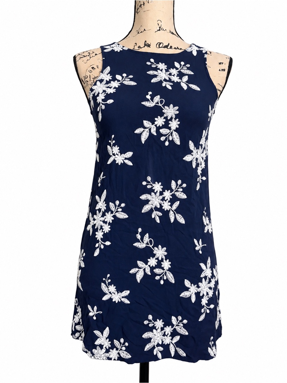 Aeropostale Navy and White Floral Tank Swim Cover-Up